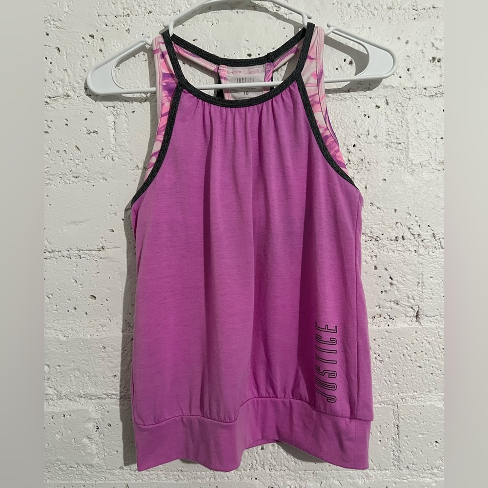 5/$25 Justice Active Girls Athletic Top 10 Pink Racerback Built in Bra Strappy